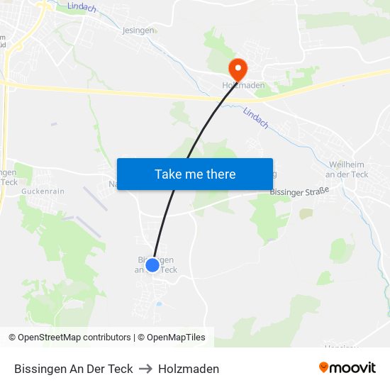 Bissingen An Der Teck to Holzmaden map