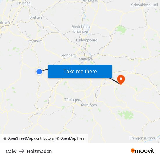 Calw to Holzmaden map