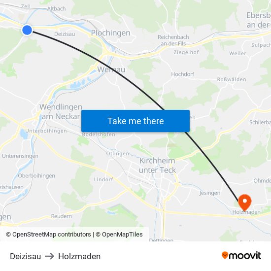 Deizisau to Holzmaden map