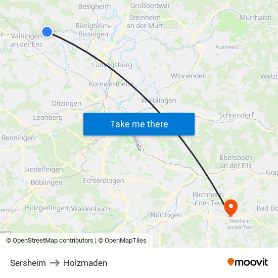 Sersheim to Holzmaden map