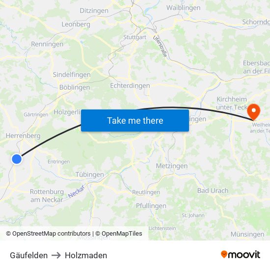 Gäufelden to Holzmaden map