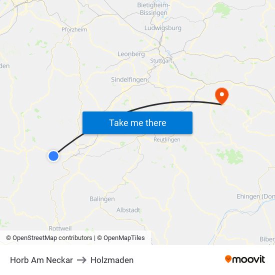 Horb Am Neckar to Holzmaden map