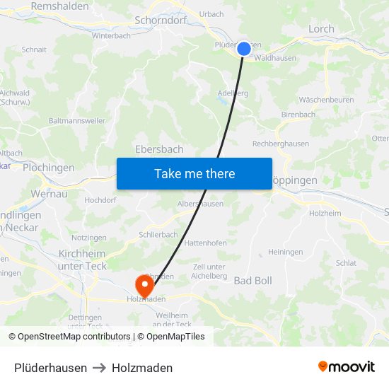 Plüderhausen to Holzmaden map