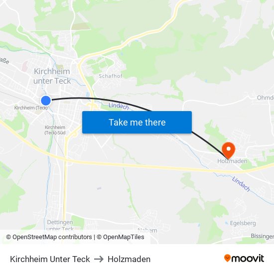Kirchheim Unter Teck to Holzmaden map