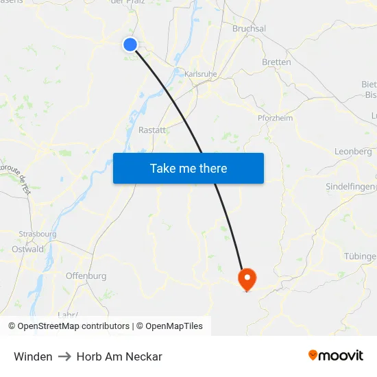 Winden to Horb Am Neckar map