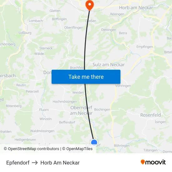 Epfendorf to Horb Am Neckar map