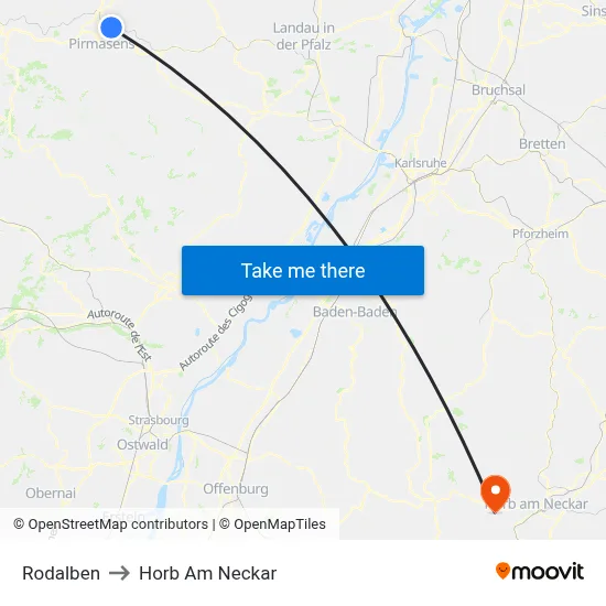 Rodalben to Horb Am Neckar map
