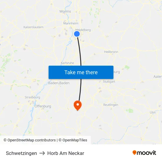 Schwetzingen to Horb Am Neckar map