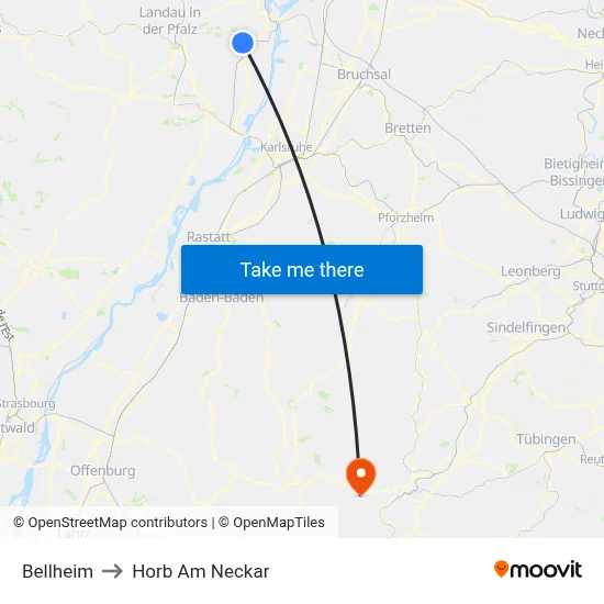 Bellheim to Horb Am Neckar map