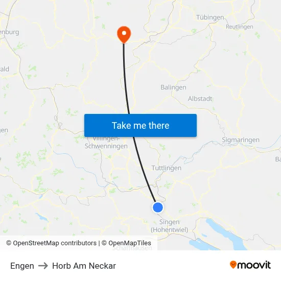 Engen to Horb Am Neckar map