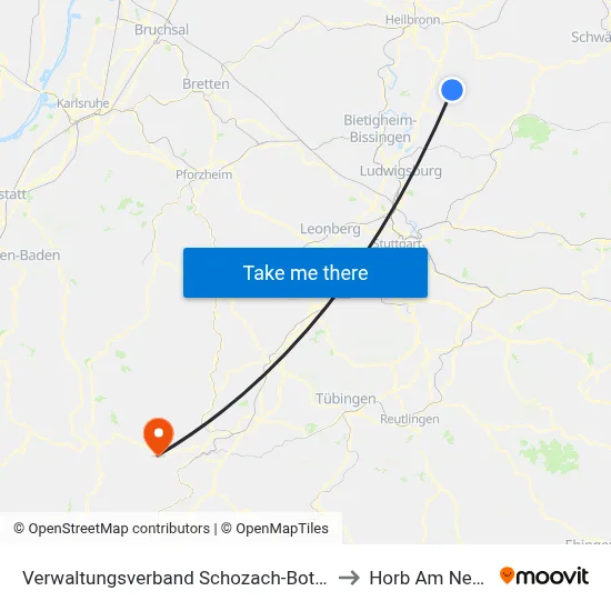 Verwaltungsverband Schozach-Bottwartal to Horb Am Neckar map