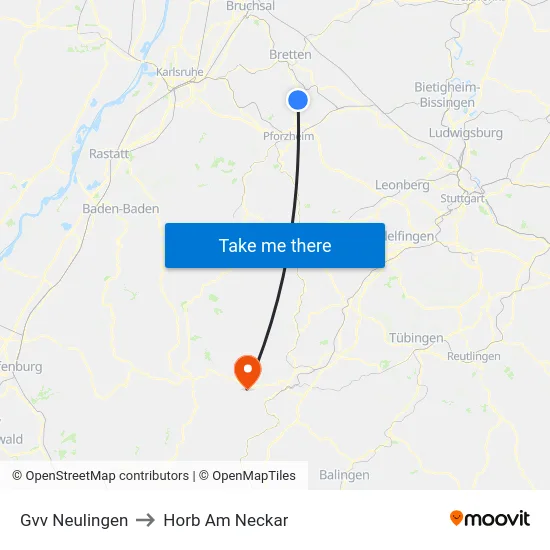 Gvv Neulingen to Horb Am Neckar map