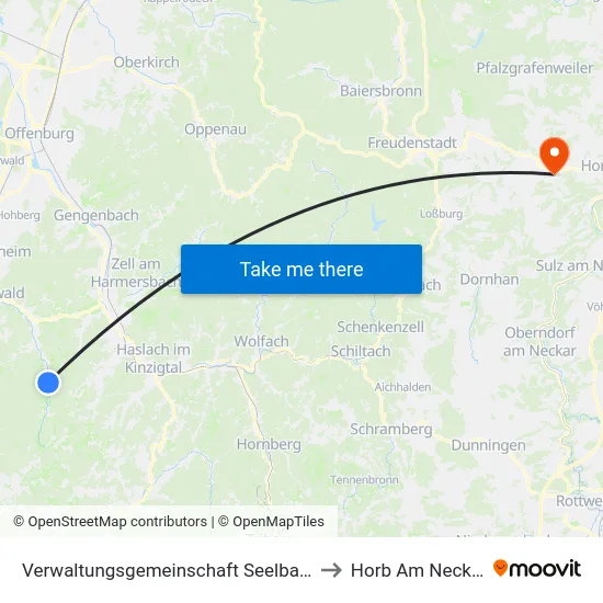 Verwaltungsgemeinschaft Seelbach to Horb Am Neckar map
