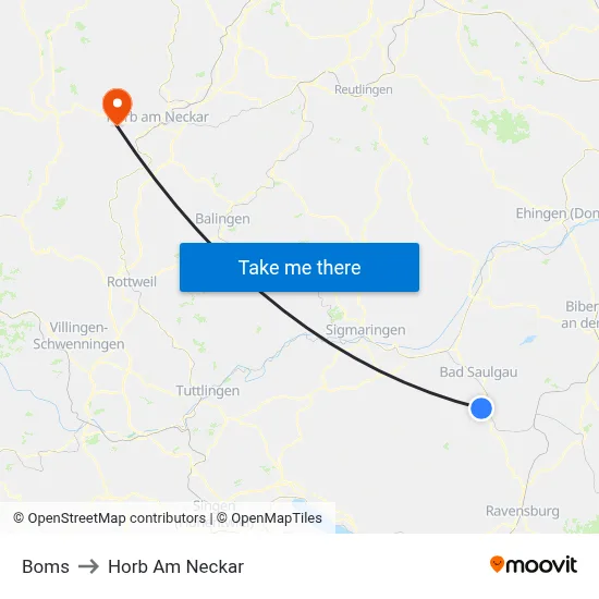 Boms to Horb Am Neckar map