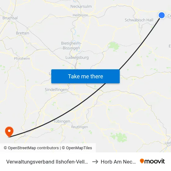 Verwaltungsverband Ilshofen-Vellberg to Horb Am Neckar map