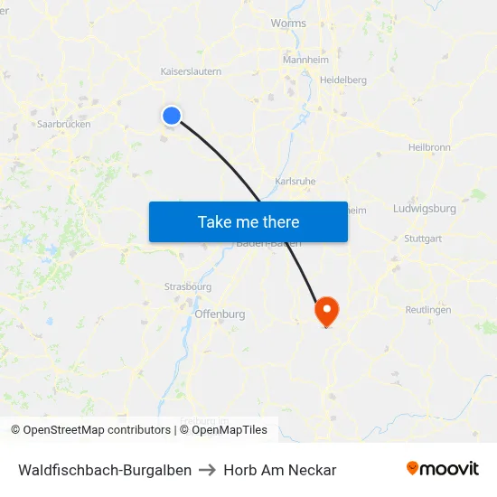 Waldfischbach-Burgalben to Horb Am Neckar map