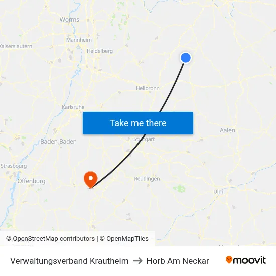Verwaltungsverband Krautheim to Horb Am Neckar map