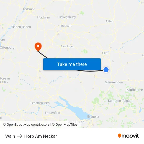 Wain to Horb Am Neckar map