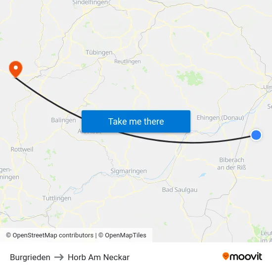 Burgrieden to Horb Am Neckar map