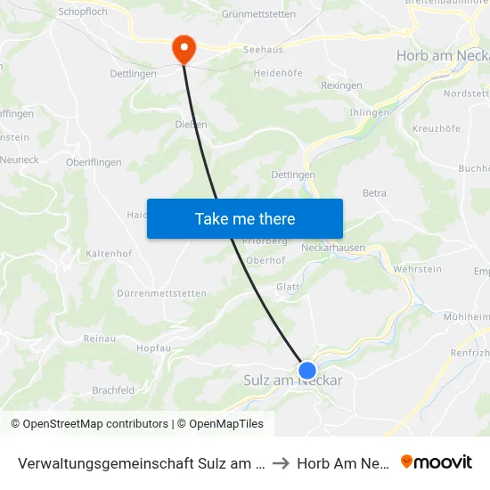 Verwaltungsgemeinschaft Sulz am Neckar to Horb Am Neckar map