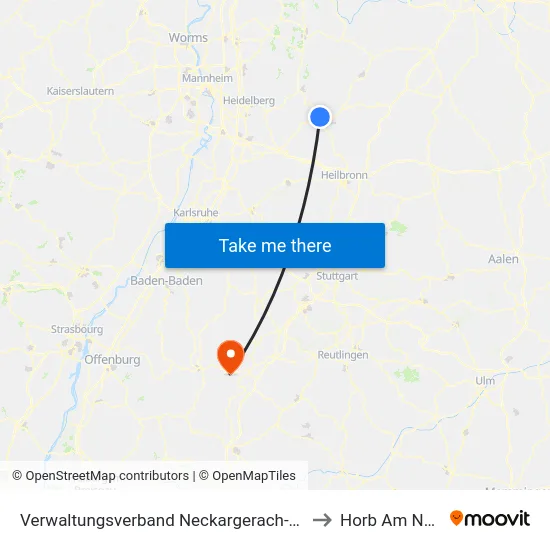 Verwaltungsverband Neckargerach-Waldbrunn to Horb Am Neckar map