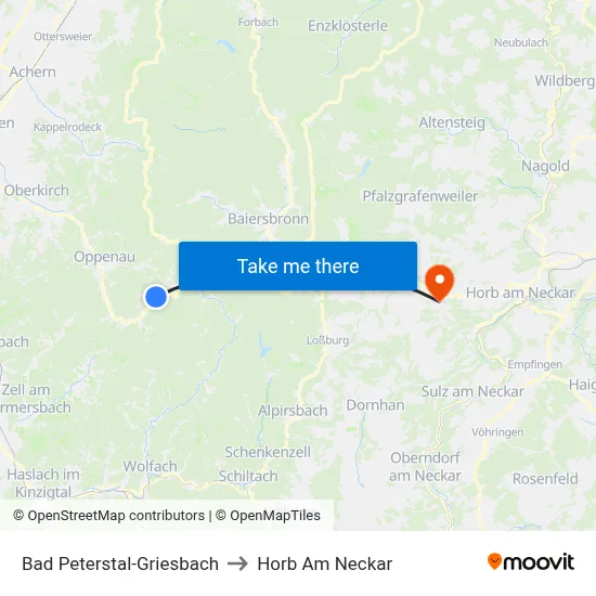 Bad Peterstal-Griesbach to Horb Am Neckar map