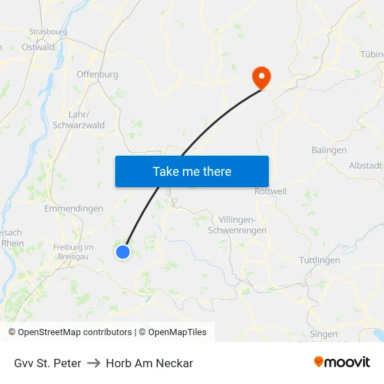 Gvv St. Peter to Horb Am Neckar map