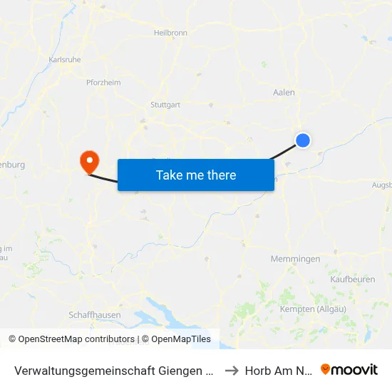 Verwaltungsgemeinschaft Giengen An Der Brenz to Horb Am Neckar map