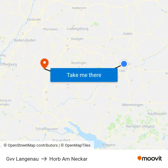 Gvv Langenau to Horb Am Neckar map