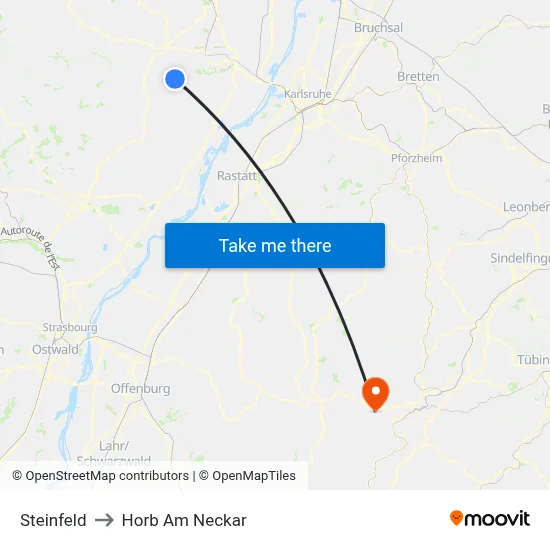 Steinfeld to Horb Am Neckar map