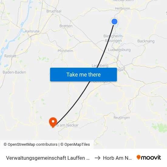 Verwaltungsgemeinschaft Lauffen am Neckar to Horb Am Neckar map