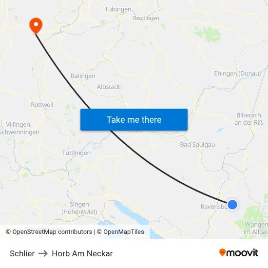 Schlier to Horb Am Neckar map