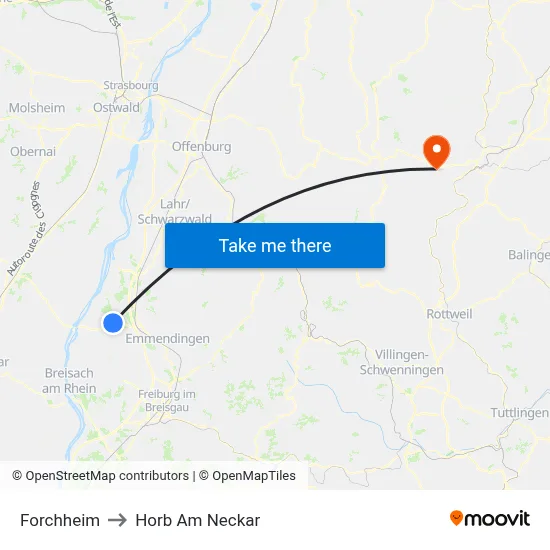 Forchheim to Horb Am Neckar map