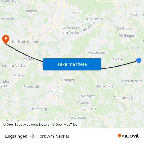 Engstingen to Horb Am Neckar map