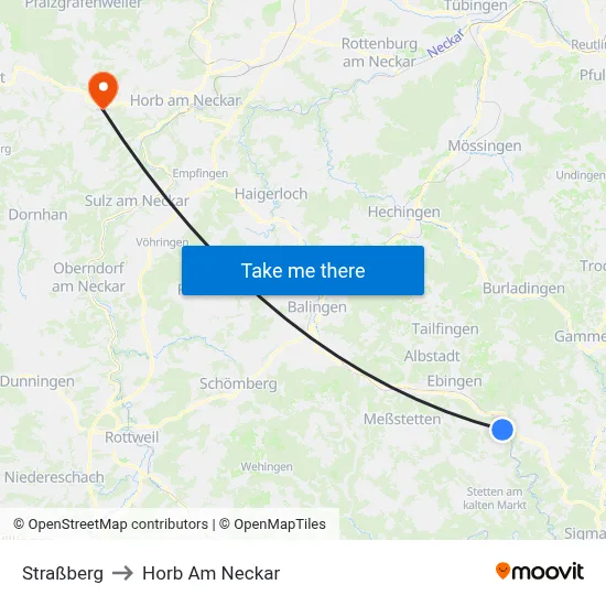 Straßberg to Horb Am Neckar map