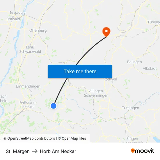 St. Märgen to Horb Am Neckar map