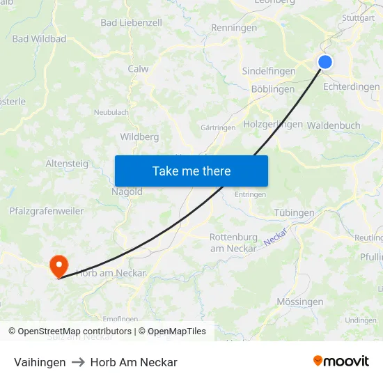 Vaihingen to Horb Am Neckar map