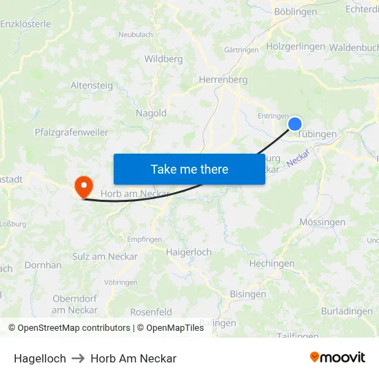 Hagelloch to Horb Am Neckar map