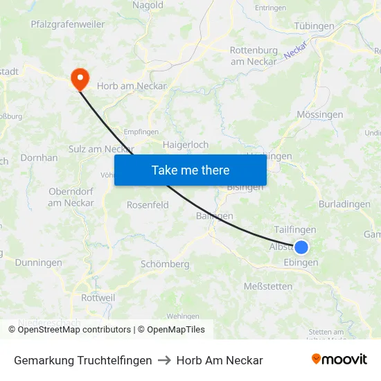 Gemarkung Truchtelfingen to Horb Am Neckar map