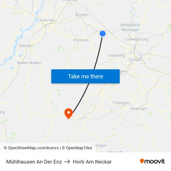 Mühlhausen An Der Enz to Horb Am Neckar map