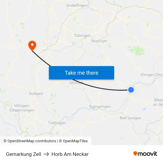 Gemarkung Zell to Horb Am Neckar map