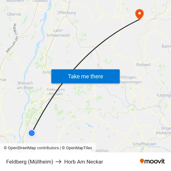 Feldberg (Müllheim) to Horb Am Neckar map