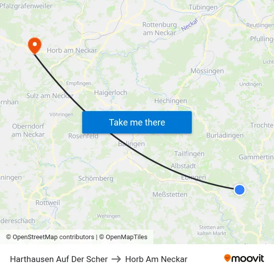 Harthausen Auf Der Scher to Horb Am Neckar map