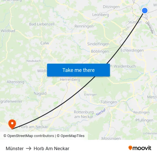 Münster to Horb Am Neckar map