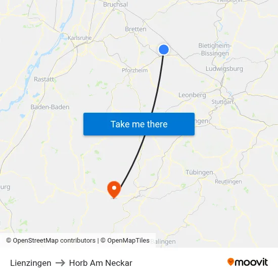 Lienzingen to Horb Am Neckar map