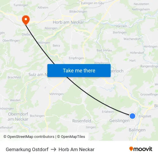 Gemarkung Ostdorf to Horb Am Neckar map
