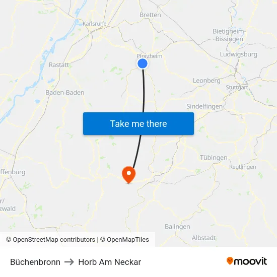 Büchenbronn to Horb Am Neckar map