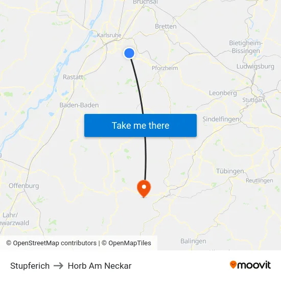 Stupferich to Horb Am Neckar map