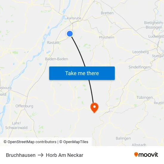 Bruchhausen to Horb Am Neckar map