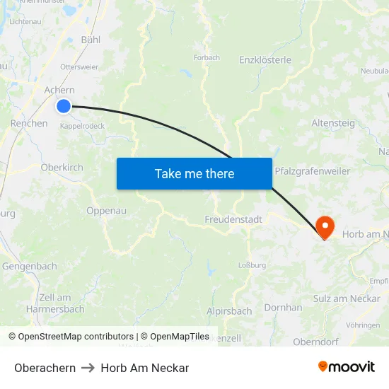 Oberachern to Horb Am Neckar map